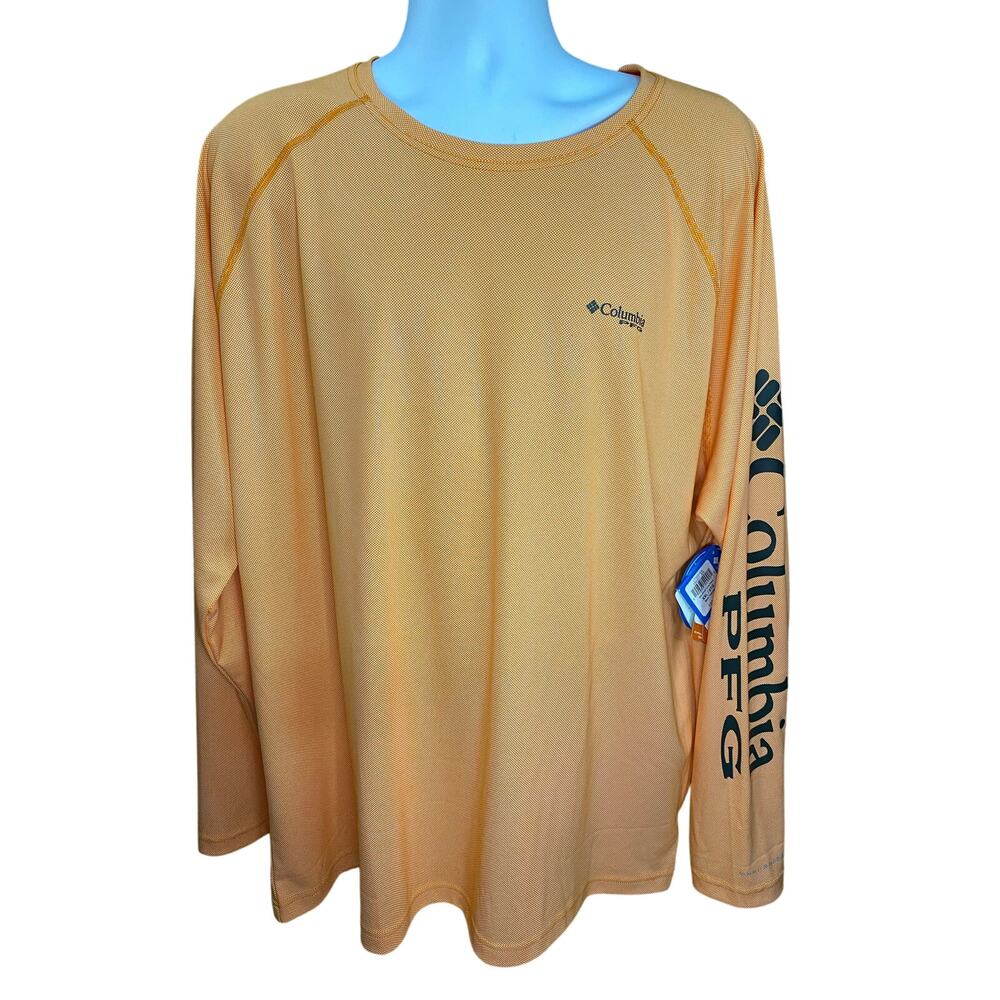 NEW Columbia Long Sleeve Performance Shirt Orange Size 2XL UPF 50 Sun Protection